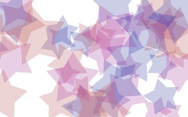 Multicolored translucent stars on a white background. Red tones. 3D illustration