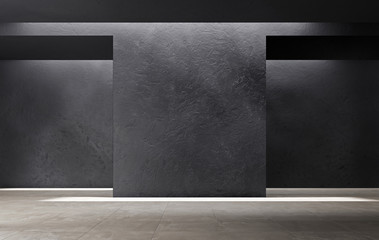 Modern empty interior with black walls. 3d illustration