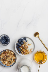 Obraz na płótnie Canvas Close up granola with yogurt ingredients