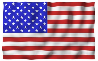 Obraz premium Waving flag of the United States of America. Stars and Stripes. State symbol of the USA. 3D illustration