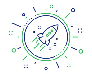 Startup rocket line icon. Launch Project sign. Innovation symbol. Quality design elements. Technology startup rocket button. Editable stroke. Vector