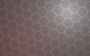 Honeycomb with color lighting, on a gray background. Perspective view on polygon look like honeycomb. Isometric geometry. 3D illustration
