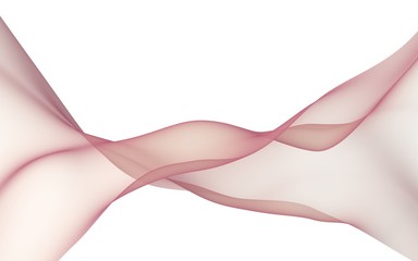 Abstract light red wave. Bright light red ribbon on white background. Abstract red smoke. Light red scarf. Raster air background. 3D illustration