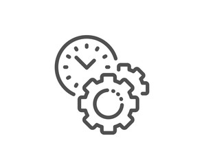 Time management line icon. Clock sign. Gear symbol. Quality design element. Linear style time management icon. Editable stroke. Vector
