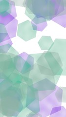 Multicolored translucent hexagons on white background. Vertical image orientation. 3D illustration