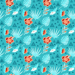 Vector Tropical plants and flowers