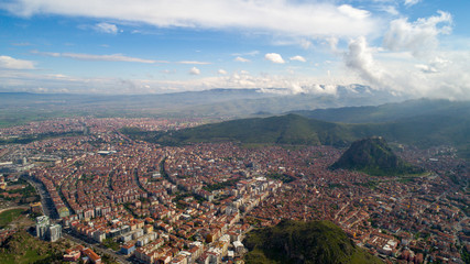 Aerial view of Afyonkarahisar in Turkey. View from drone in Afyon