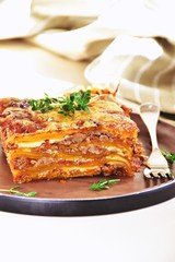 Paleo diet pumpkin beef lasagne. Low carb, keto and paleo dish
