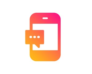 Smartphone Message icon. Cellphone or Phone messenger sign. Ð¡ommunication Mobile device with Chat symbol. Classic flat style. Gradient smartphone message icon. Vector