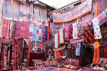 Fototapeta na wymiar Turkish Traditional Carpets in Goreme, Nevsehir, Turkey