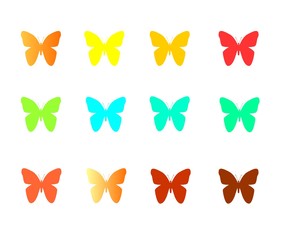 set of colorful butterflies