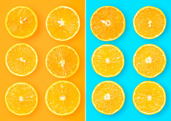 Background of half cut bio oranges