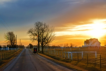 Amish Landscape at Dawn