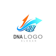 Obraz premium DNA logo, icon of life, arrow and healthcare
