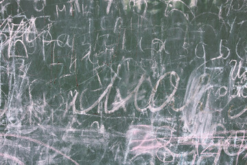 Old school blackboard and chalk doodles. Close-up. Background. Texture.