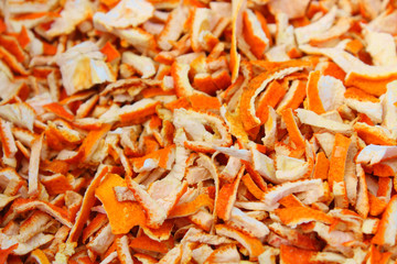 Dried tangerine peel. Close-up. Background. Texture.