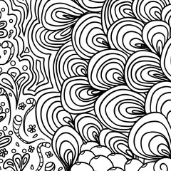 Square intricate pattern. Hand drawn mandala on isolated background. Design for spiritual relaxation for adults. Doodle for work. Black and white illustration for coloring