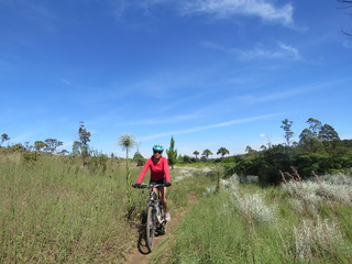 Obraz premium mountain biking woman