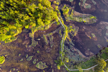 Aerial photo high above the Cheam Lake Wetlands Regional Park, Rosedale, British Columbia, Canada