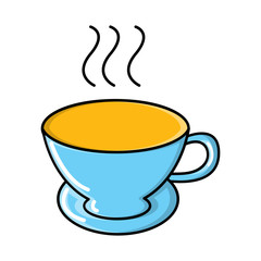 A glass of strong invigorating aromatic quick espresso americano in a ceramic cup with a handle icon on a white background. Vector illustration