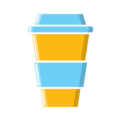 A glass of strong invigorating fragrant quick coffee in a cardboard takeaway cup icon on a white background. Vector illustration