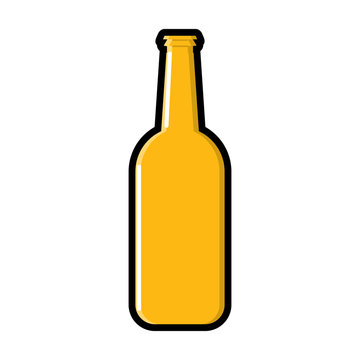 A bottle of barley light chilled light amber yellow hop alcoholic lager craft beer icon on a white background. Vector illustration
