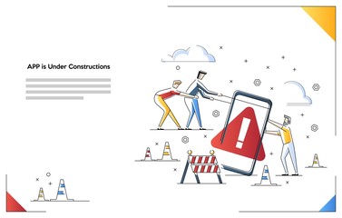 Mobile Website is under construction vector illustration concept