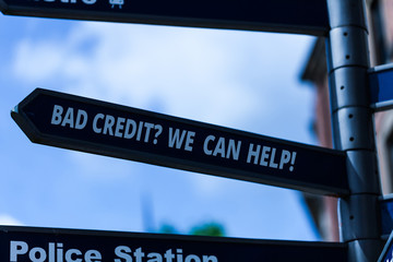 Fototapeta premium Handwriting text writing Bad Credit Question We Can Help. Conceptual photo offering help after going for loan then rejected