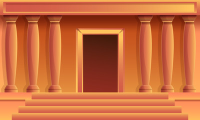 cartoon vector greek temple with columns, vector illustration