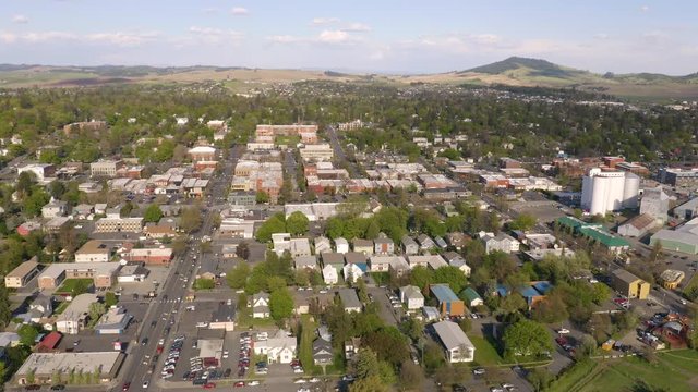 Aerial View Small Town America Over Moscow Idaho