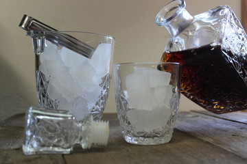 Glass of ice ready for the pour