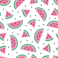 Watermelon background. Summer fruit illustration. Vector seamless pattern.