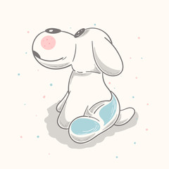 Cute dogcartoon hand drawn vector illustration. Can be used for t-shirt print, kids wear fashion design, baby shower invitation card.