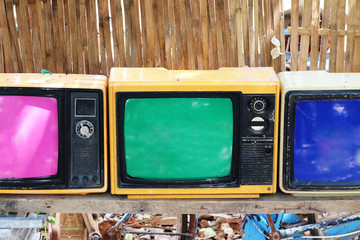 Old retro television and blank screen display