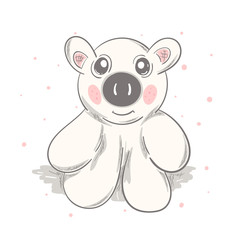 Cute pig cartoon hand drawn vector illustration. Can be used for t-shirt print, kids wear fashion design, baby shower invitation card.