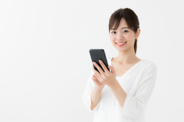 Naklejka premium 女性 スマートフォン