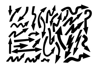 Set of hand drawn arrows. Vector illustration.