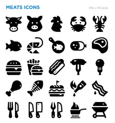 Meats Vector Icon Set