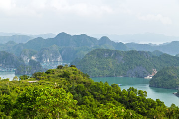 Halong bay islands mountains formations South China Sea Vietnam. Site Asia