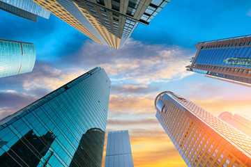 low angle view of skyscrapers in Shanghai,China