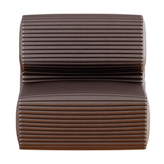 Brown leather armchair on white background 3d rendering front view