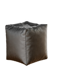 Black leather pouf on white background 3d rendering