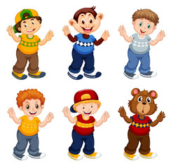 Set of male cartoon character