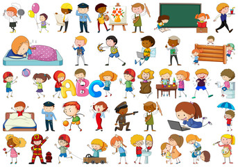 Set of doodle kids character