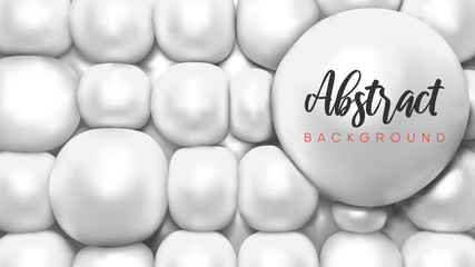 Creative abstract background with white glossy 3d balls.