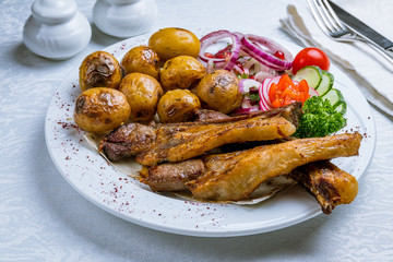 Kazan kebab on white plate