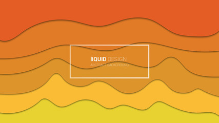 Abstract liqiud multi layers 3d design. Flowing liquid illustration for website template. Papercut.