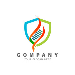 shield logo, shield DNA medical logo template