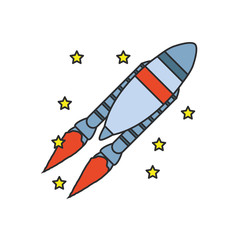 rocket startup with stars