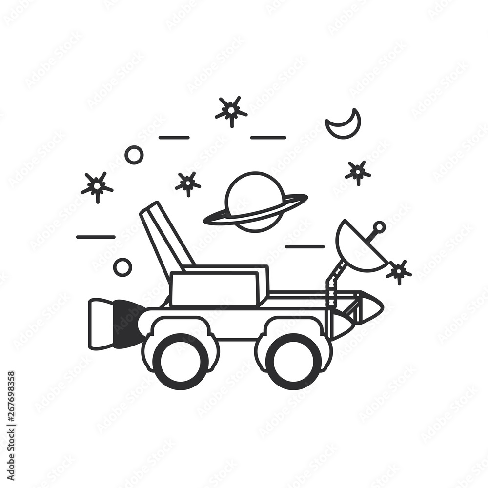 Canvas Prints space explorer car with planet saturn and set icons